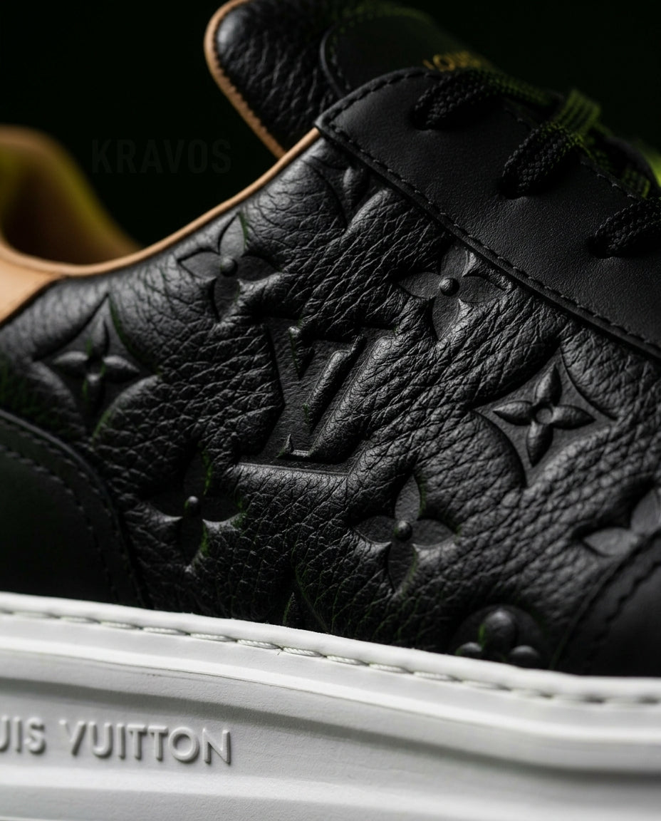 LV Leather Monogram Embossed Court Trainer