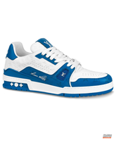 LV Leather Monogram Panelled Court Trainer White Blue #whiteblue