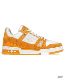 LV Leather Panelled Monogram Trainer White Orange #whiteorange