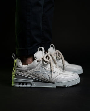 LV Leather Panelled Skate Trainer White Grey