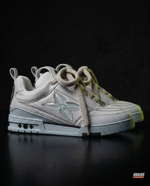 LV Leather Panelled Skate Trainer White Grey