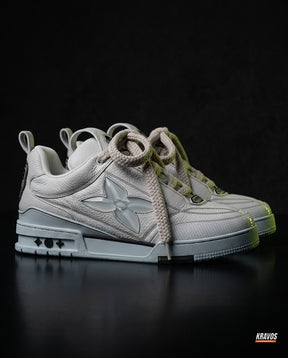 LV Leather Panelled Skate Trainer White Grey