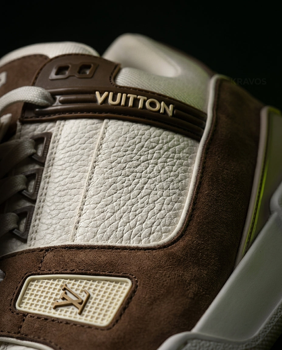 LV Leather Suede Panelled Court Trainer