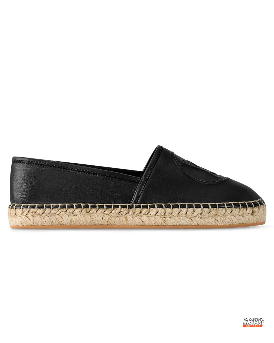 LV Leather Woven-Sole Espadrille Slip-On
