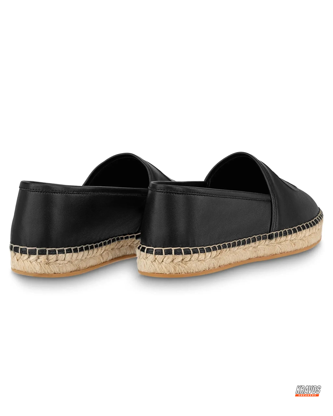 LV Leather Woven-Sole Espadrille Slip-On