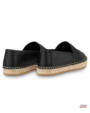 LV Leather Woven-Sole Espadrille Slip-On
