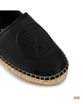 LV Leather Woven-Sole Espadrille Slip-On