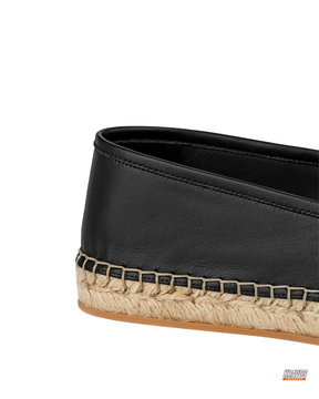 LV Leather Woven-Sole Espadrille Slip-On