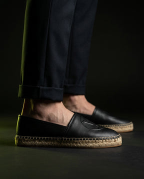 LV Leather Woven-Sole Espadrille Slip-On