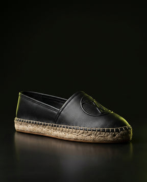 LV Leather Woven-Sole Espadrille Slip-On