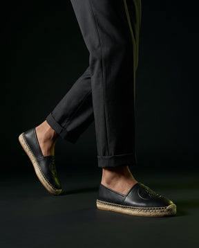 LV Leather Woven-Sole Espadrille Slip-On