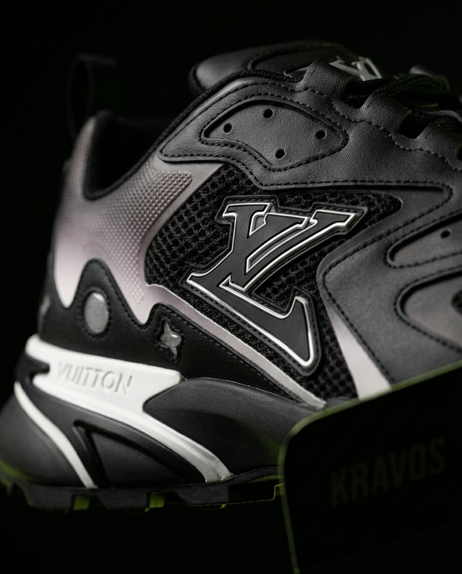 LV Mesh Lugged-Sole Trail Runner Black White