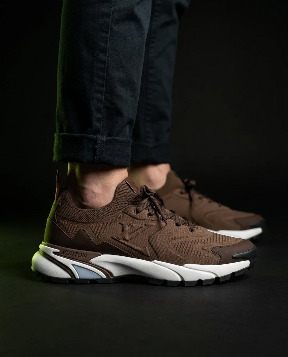 LV Mesh Lugged-Sole Trail Runner Brown White