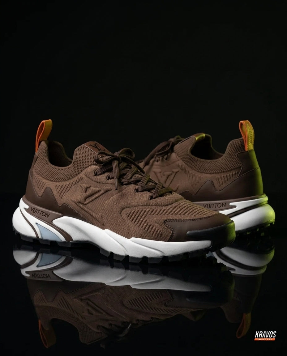 LV Mesh Lugged-Sole Trail Runner Brown White