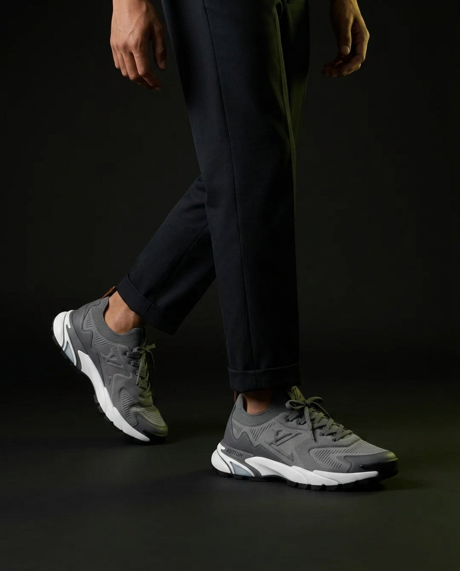 LV Mesh Lugged-Sole Trail Runner Grey White Black