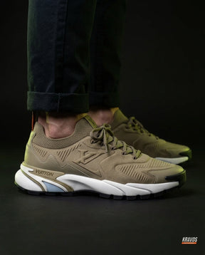 LV Mesh Lugged-Sole Trail Runner Khaki White
