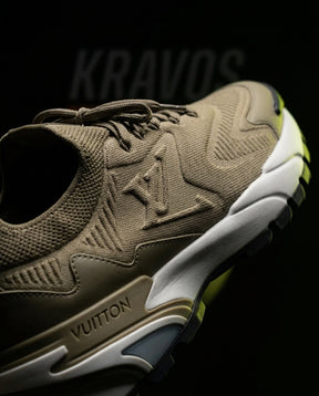 LV Mesh Lugged-Sole Trail Runner Khaki White