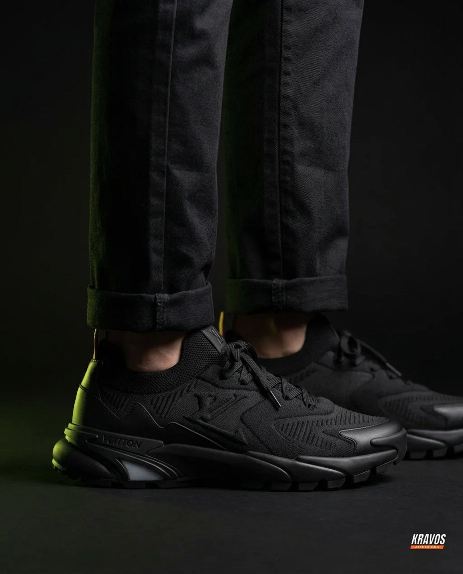 LV Mesh Lugged-Sole Trail Runner Triple Black