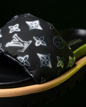 LV Nylon Padded Pillow Slide Black Monogram