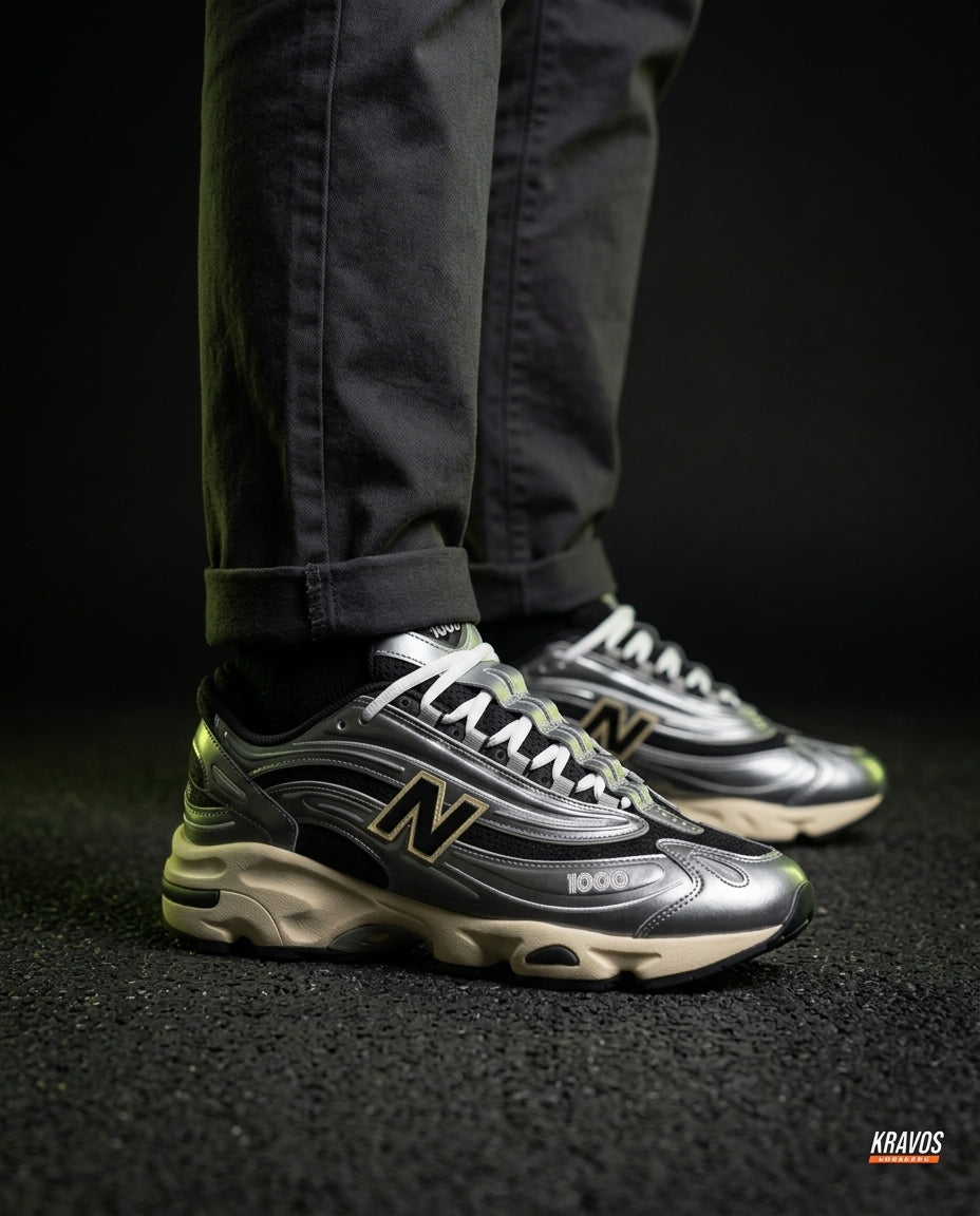 NB 1000 Mesh Layered Runner Silver Black Cream
