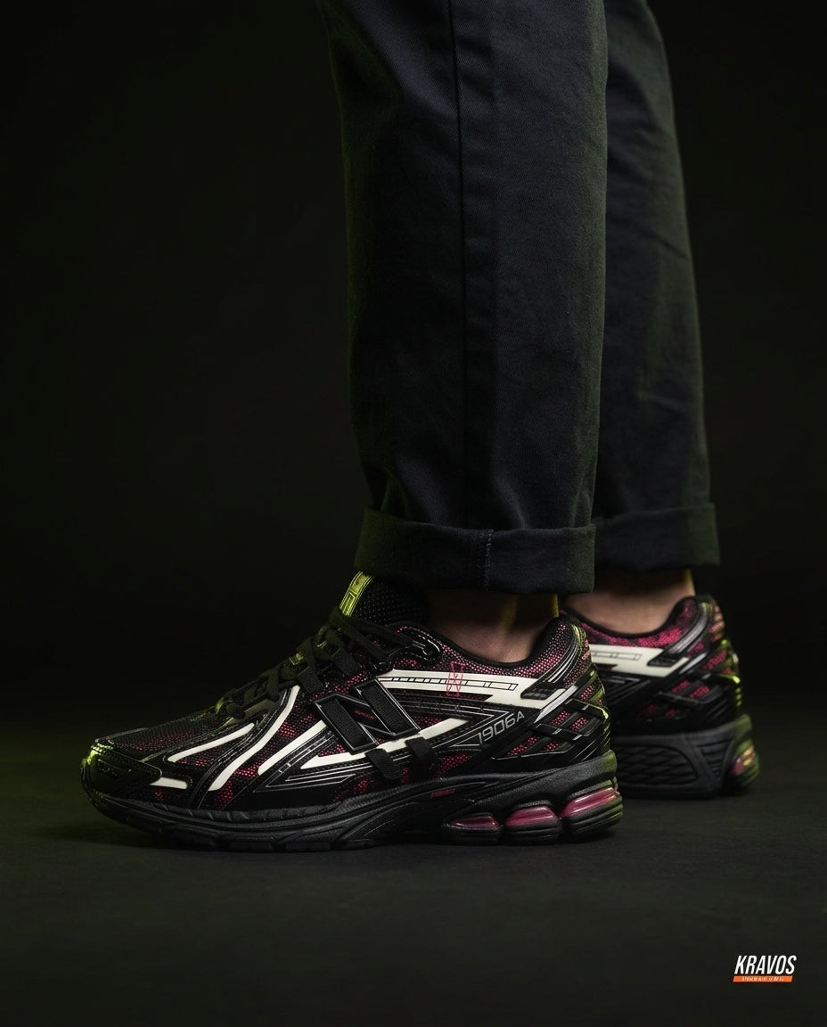NB 1906A Mesh Layered Chunky Runner Black Pink White