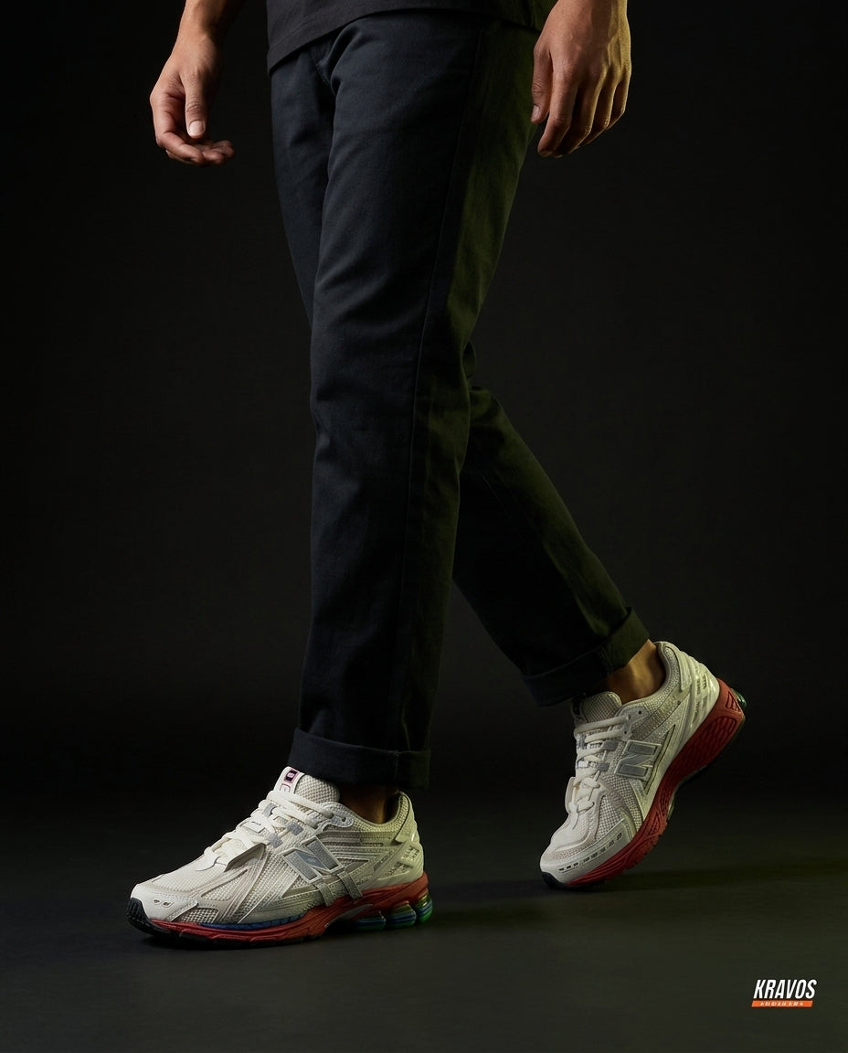 NB 1906A Mesh Layered Chunky Runner White Red Multi