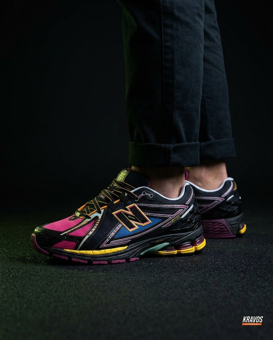 NB 1906R Mesh Layered Chunky Runner Black Pink Multi