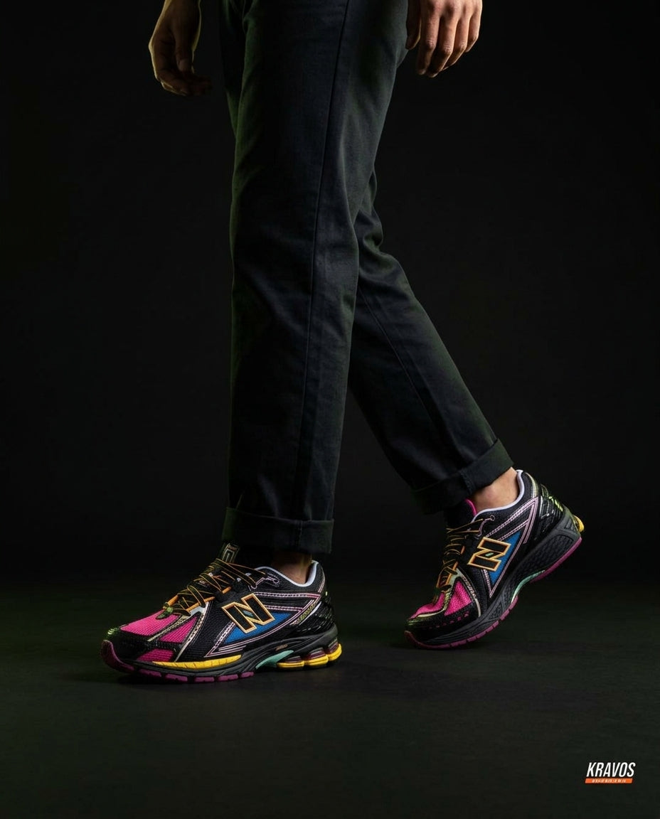 NB 1906R Mesh Layered Chunky Runner Black Pink Multi