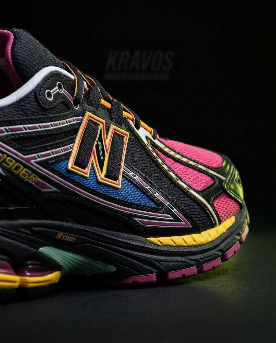 NB 1906R Mesh Layered Chunky Runner Black Pink Multi