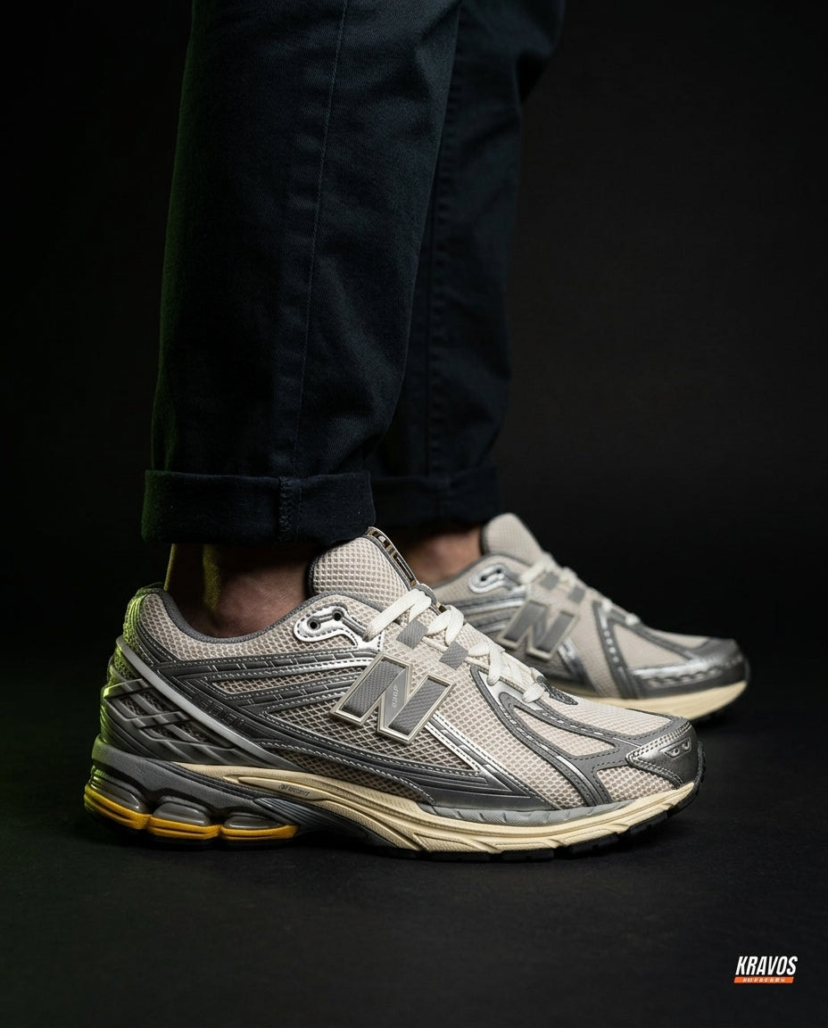 NB 1906R Mesh Layered Chunky Runner Grey Cream Gold