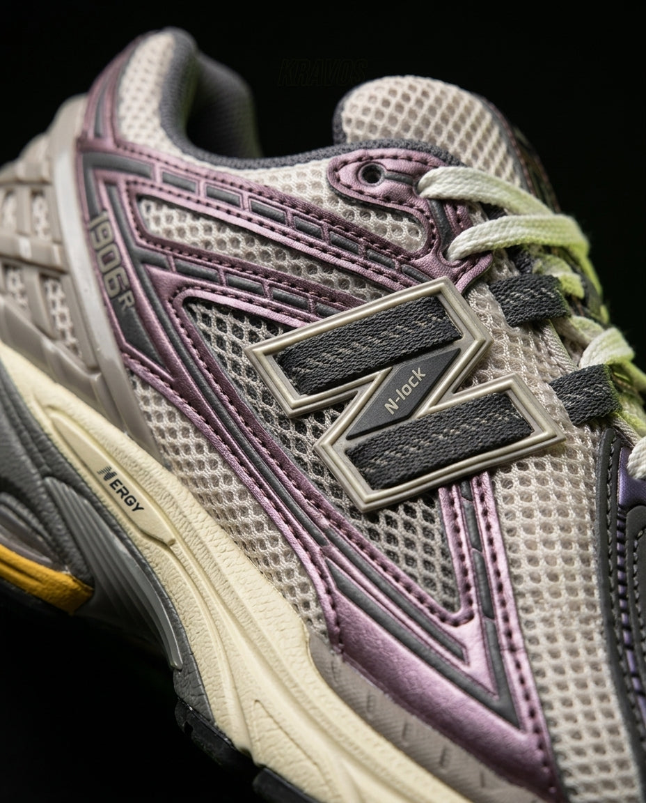 NB 1906R Mesh Layered Chunky Runner Grey Purple Cream