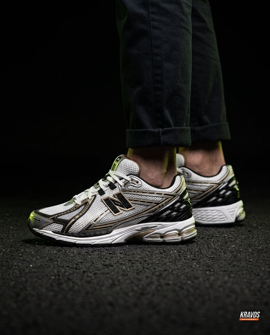 NB 1906R Mesh Layered Chunky Runner White Black Gold