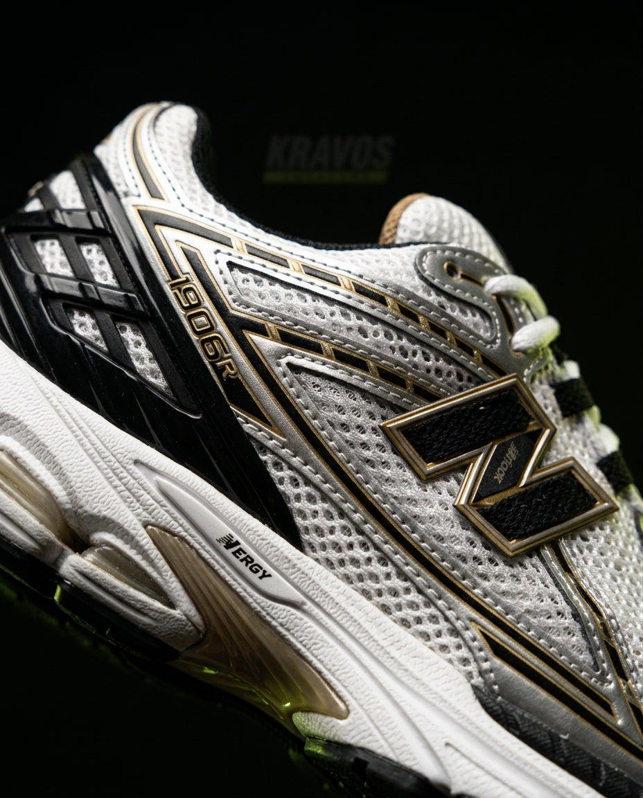 NB 1906R Mesh Layered Chunky Runner White Black Gold