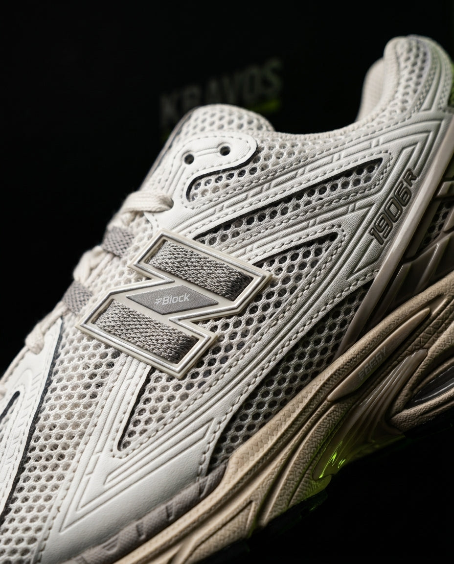 NB 1906R Mesh Layered Chunky Runner White Grey Tan