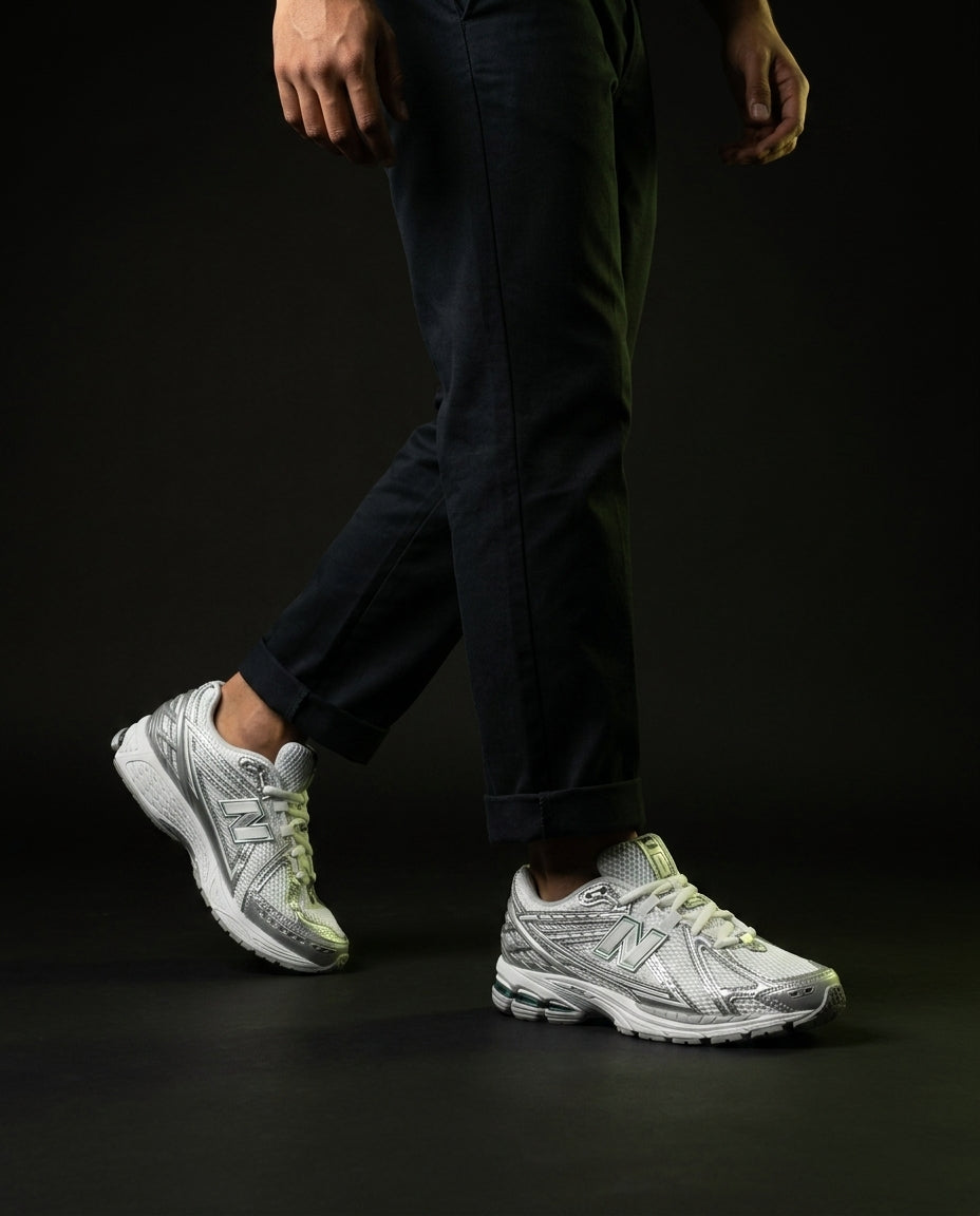 NB 1906R Mesh Layered Chunky Runner White Silver Green
