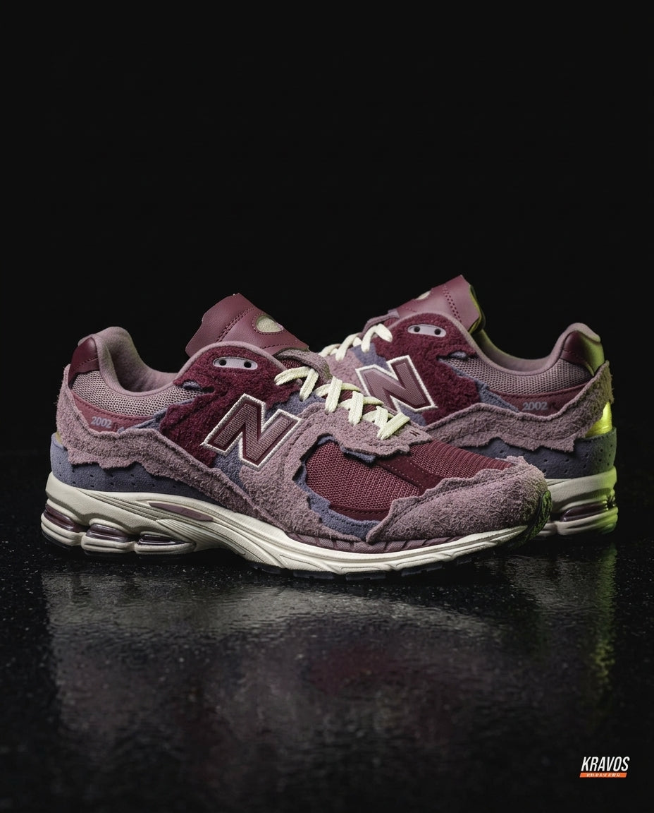 NB 2002R Suede Layered Runner Burgundy Grey