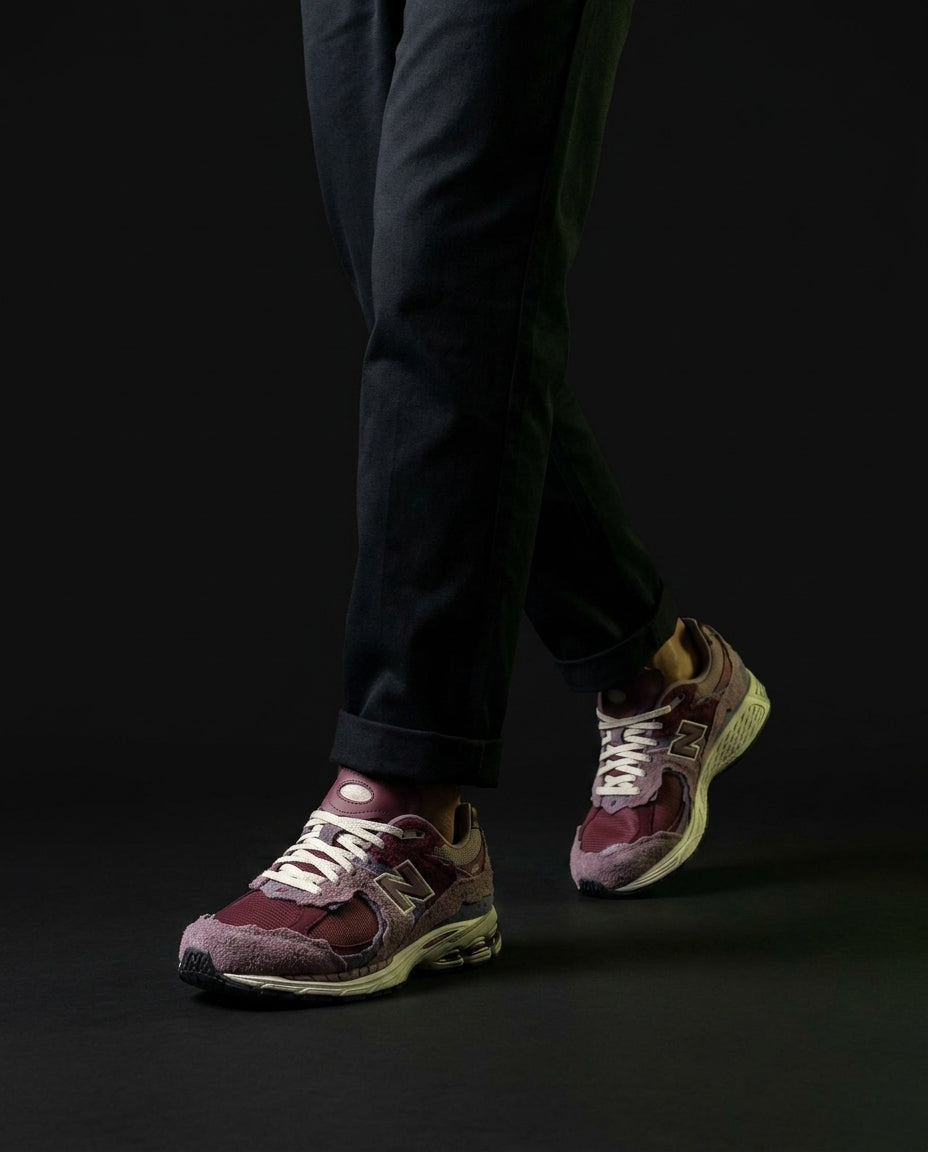 NB 2002R Suede Layered Runner Burgundy Grey