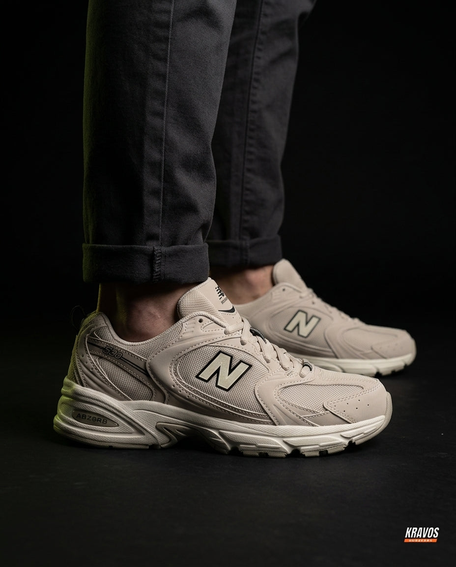 NB 530 Mesh Panelled Retro Runner Cream Beige Cream
