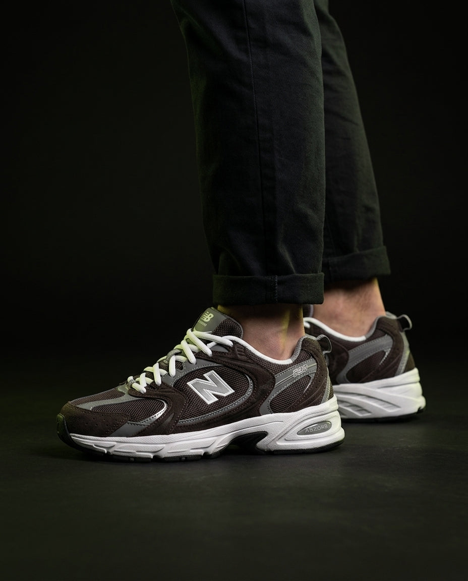 NB 530 Mesh Panelled Retro Runner Mixed Brown Grey White
