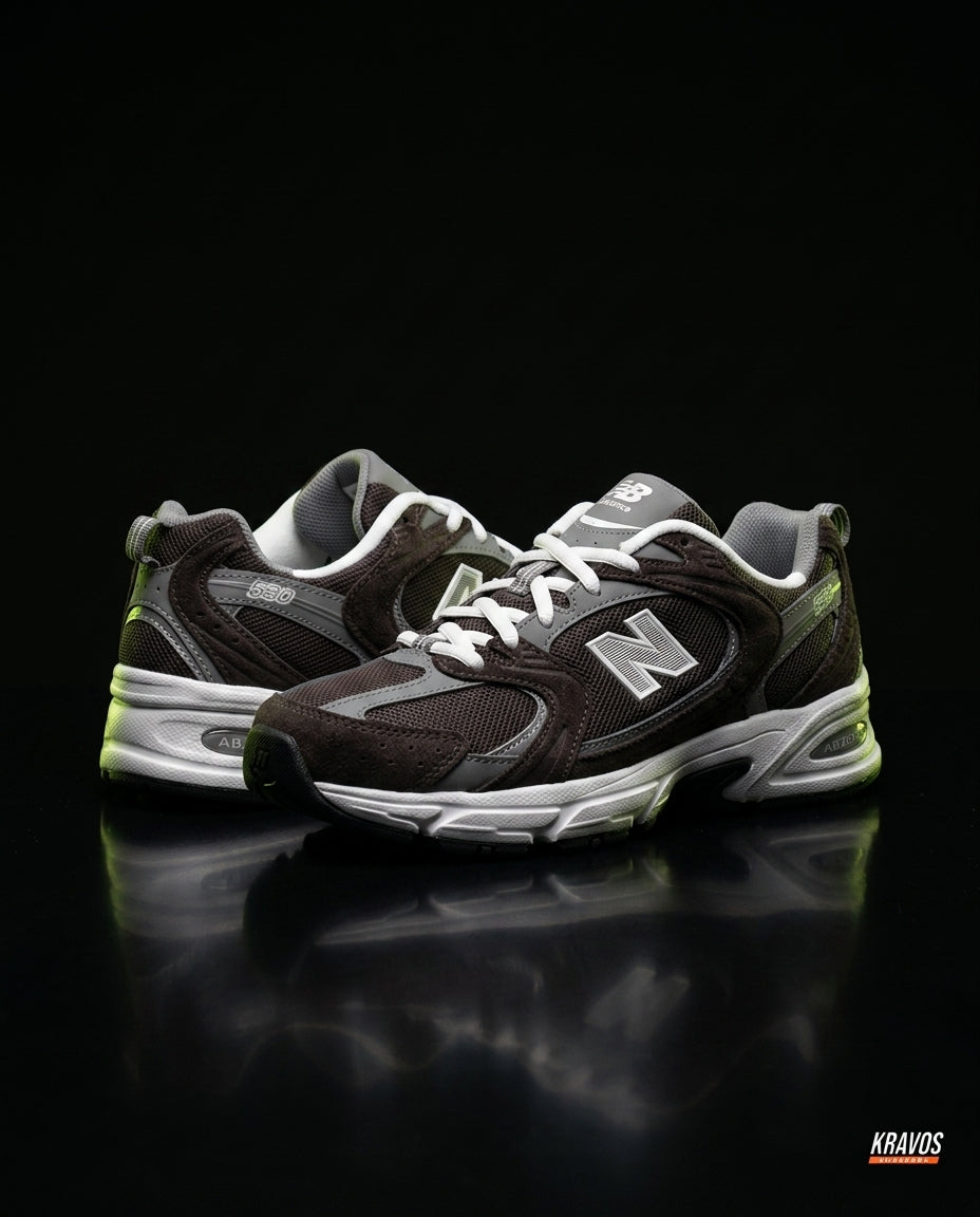 NB 530 Mesh Panelled Retro Runner Mixed Brown Grey White