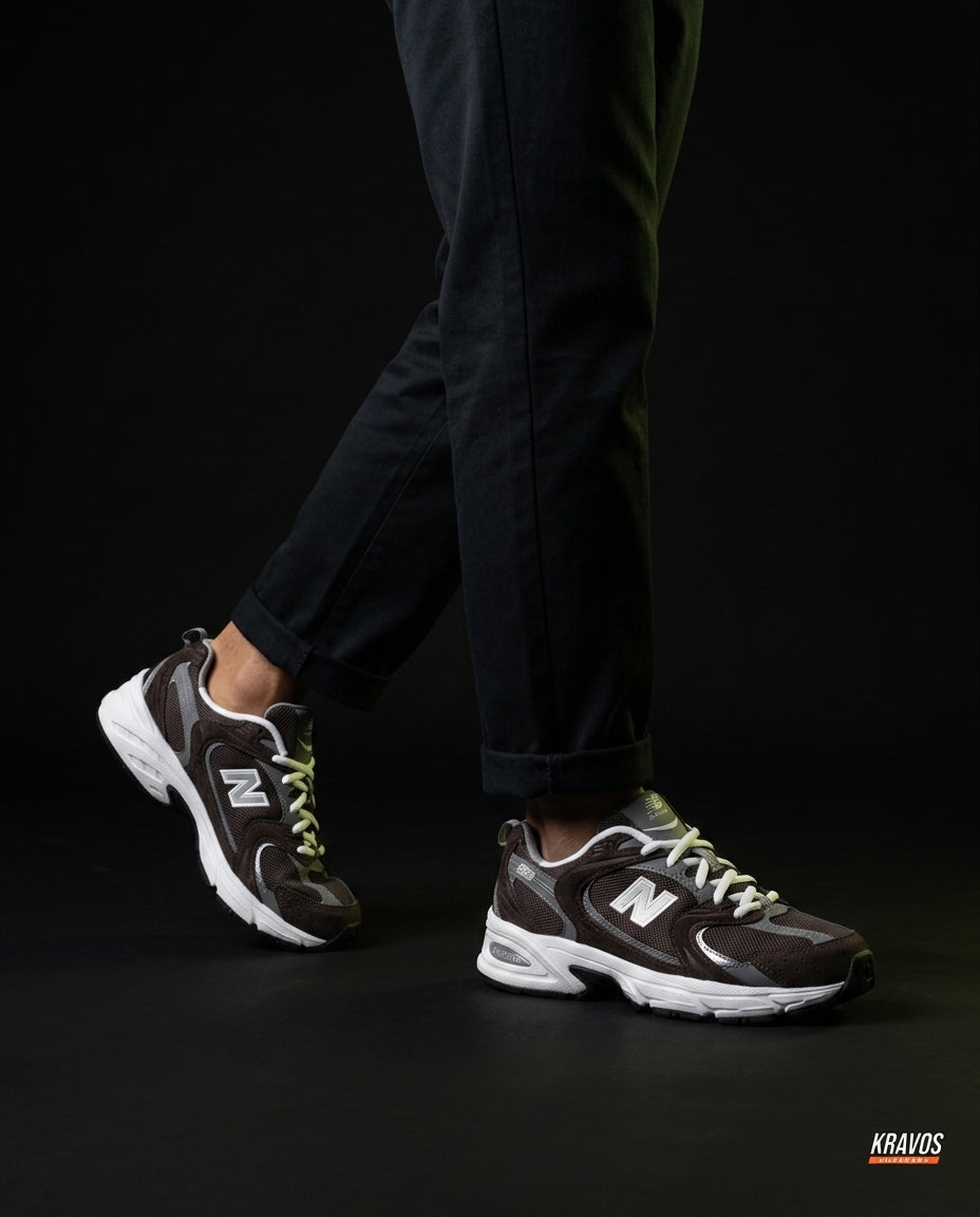 NB 530 Mesh Panelled Retro Runner Mixed Brown Grey White
