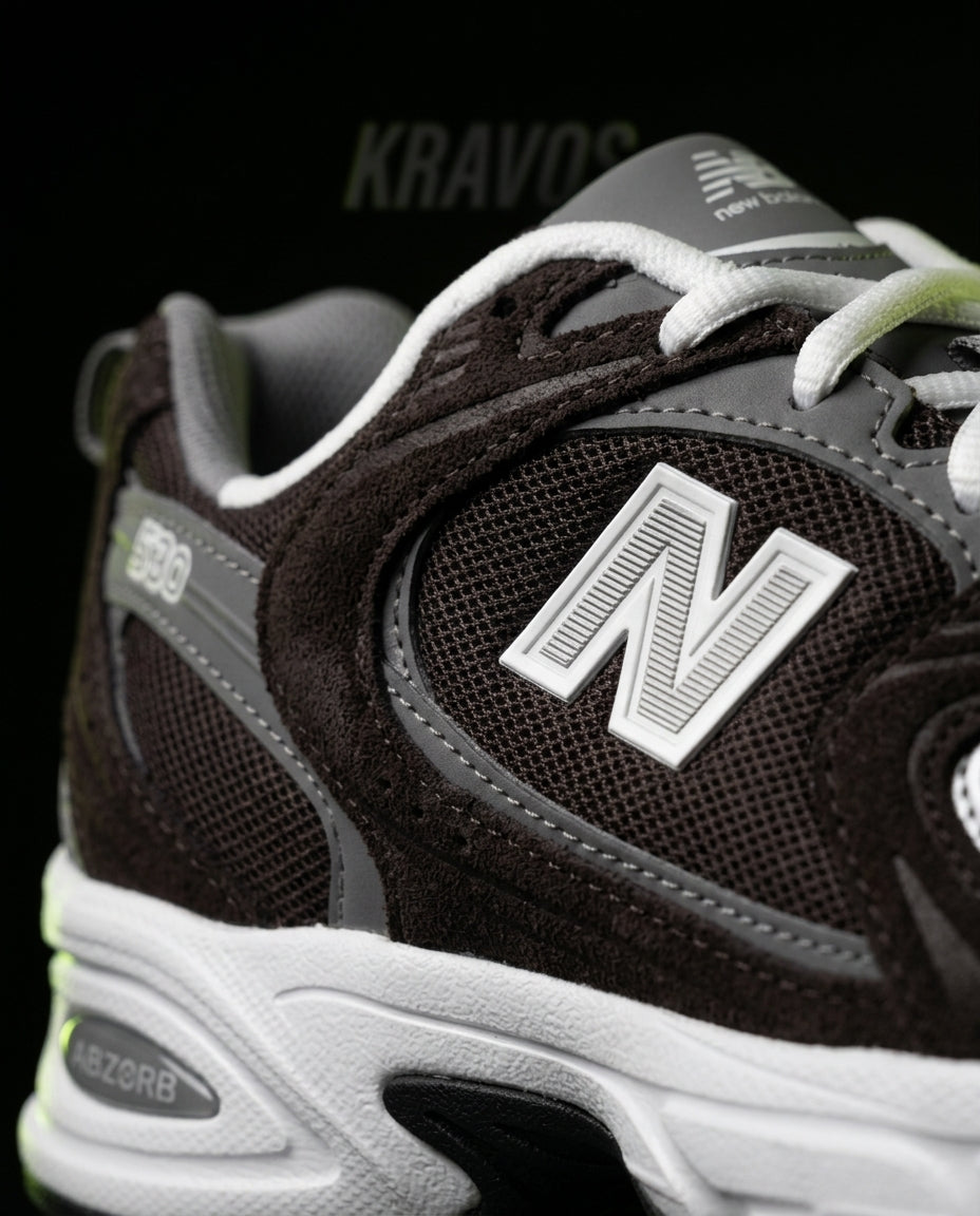 NB 530 Mesh Panelled Retro Runner Mixed Brown Grey White