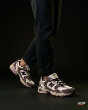 NB 530 Mesh Panelled Retro Runner Mixed Cream Brown Taupe