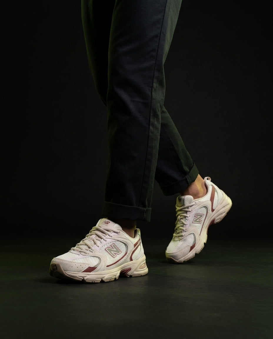 NB 530 Mesh Panelled Retro Runner Cream Cream Burgundy