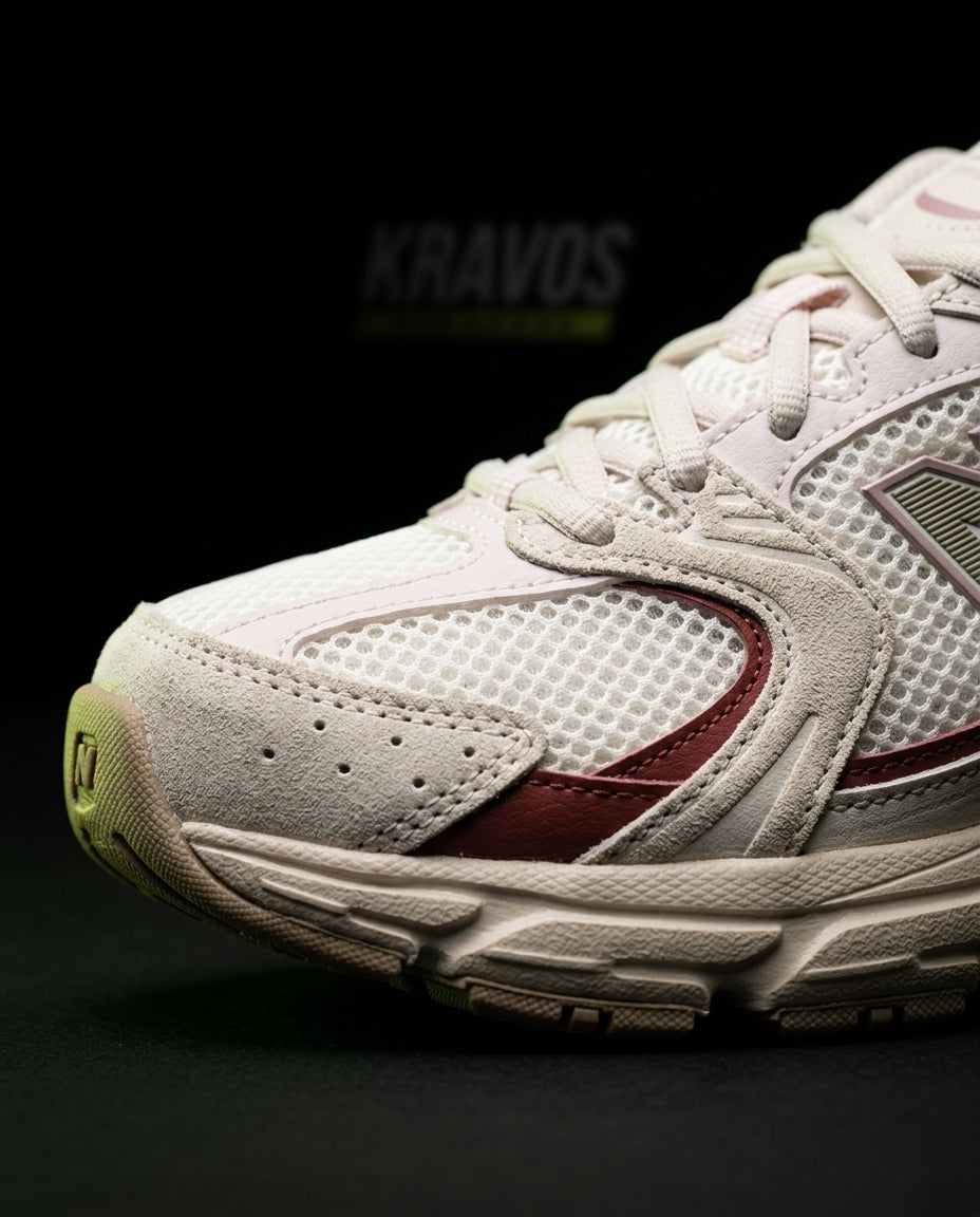 NB 530 Mesh Panelled Retro Runner Cream Cream Burgundy