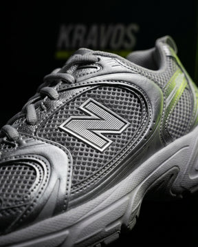 NB 530 Mesh Panelled Retro Runner Grey Grey Silver White