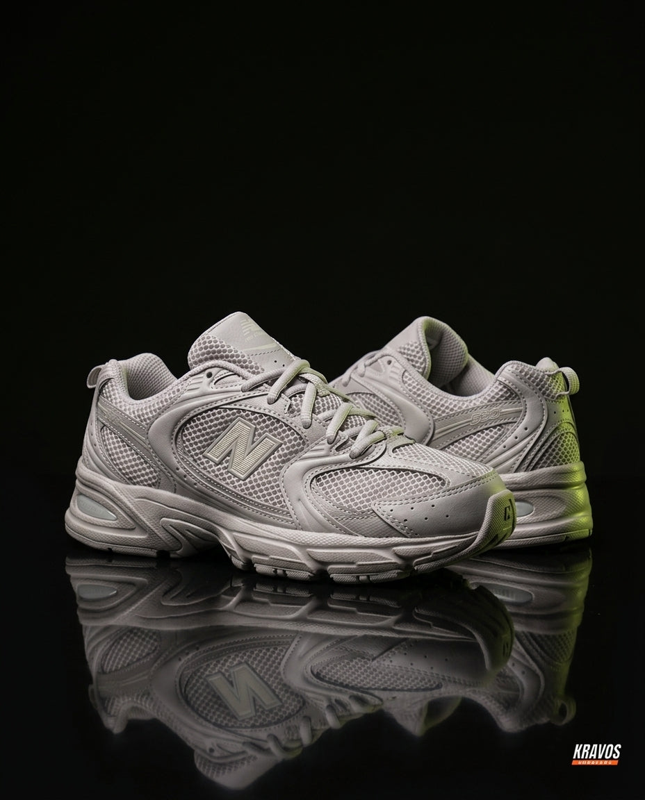 NB 530 Mesh Panelled Retro Runner Grey Grey White