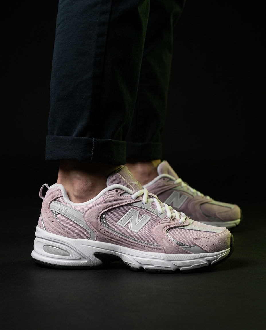 NB 530 Mesh Panelled Retro Runner White 1 Pink White