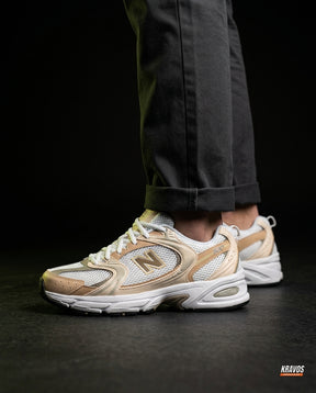 NB 530 Mesh Panelled Retro Runner White 1 White Beige Tan