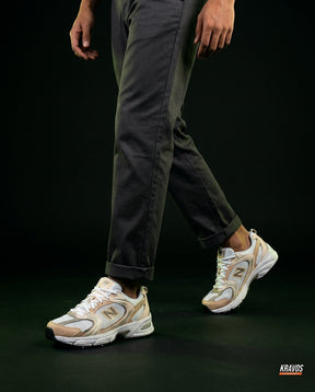 NB 530 Mesh Panelled Retro Runner White 1 White Beige Tan